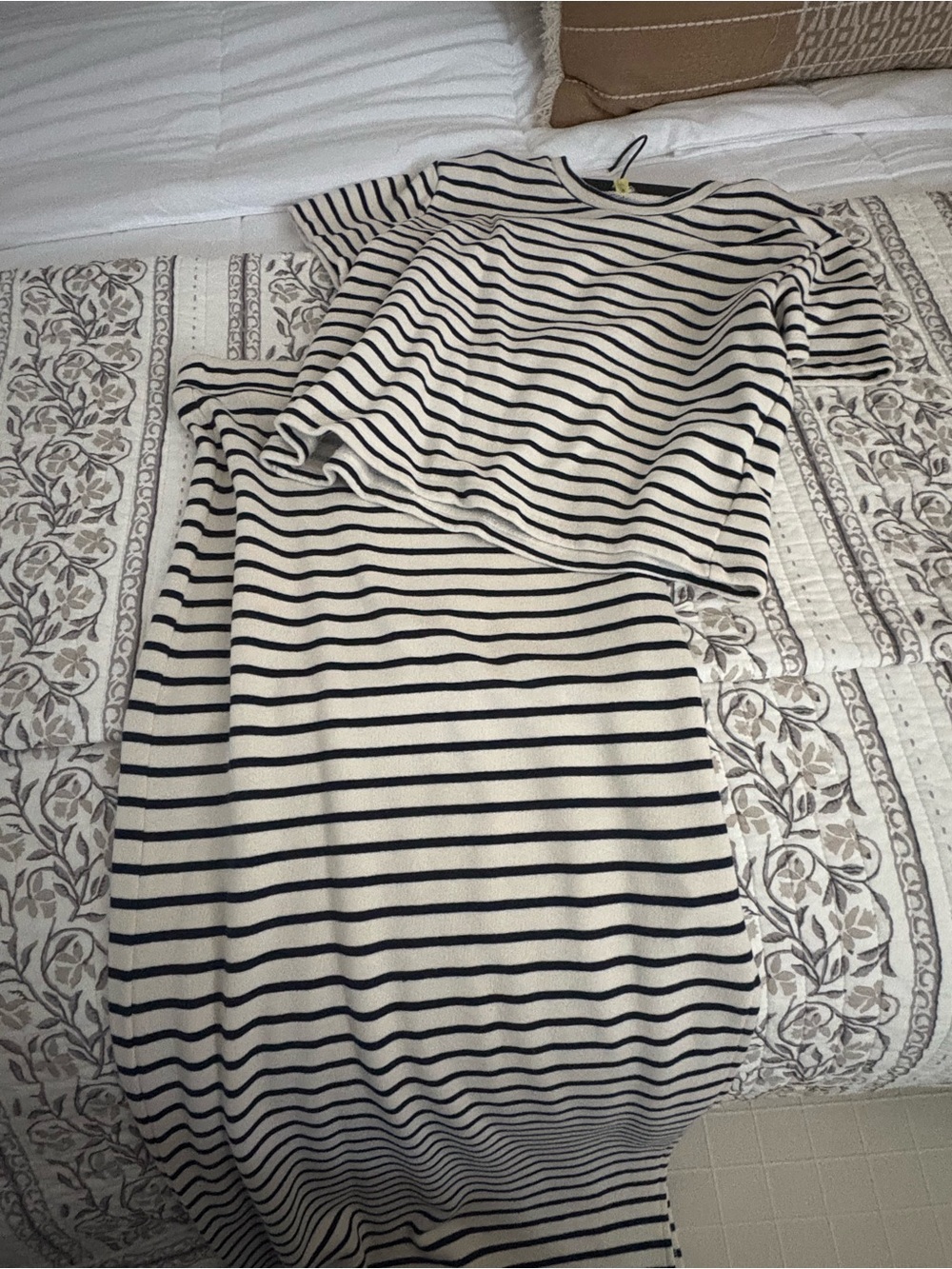Splendid Cream and Black Striped Skirt Set